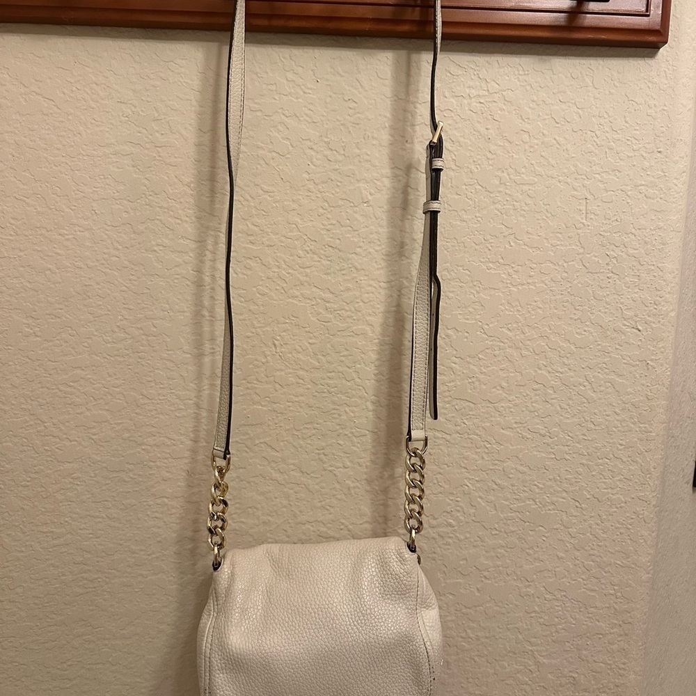 Michael Kors Bedford Flap Crossbody Bag – Ecru Pebbled Leather NWT - Picture 9 of 15